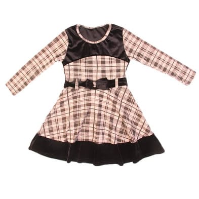 Girls Velvet Checked Special Occasion Dress