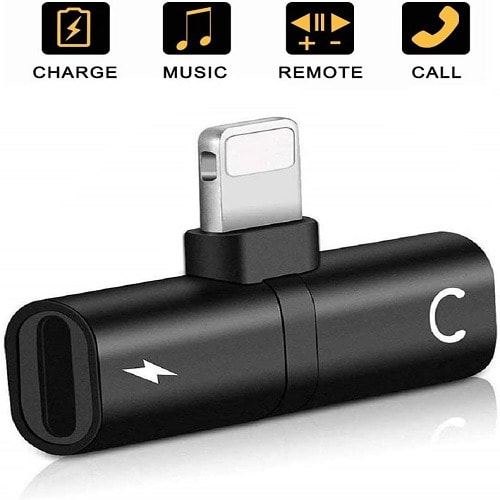 Dual Jack AUX Audio & Charging & Calling & Sync Cable Connector  For IOS Devices