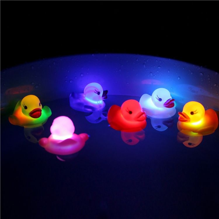10 PCS LED Water Induction Light Duck Bath Toys