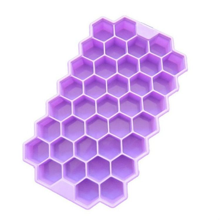2 PCS 37 Grids Ice Cubes Honeycomb Ice Cream Maker Form DIY Mould Popsicle Molds Yogurt Ice Box Fridge Treats Freezer(Purple)
