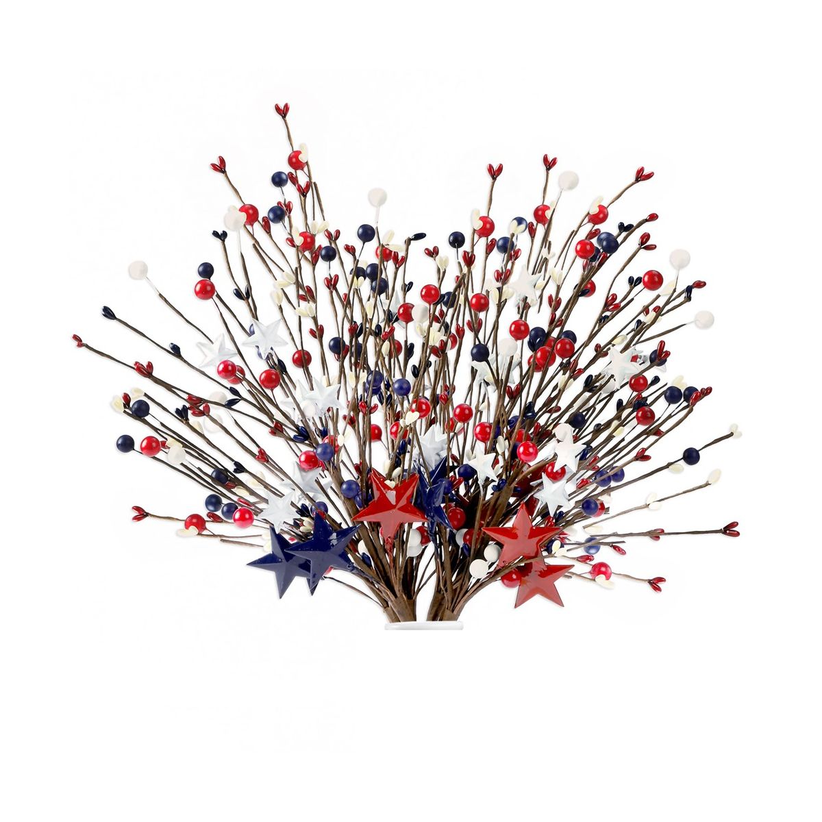 6PCS 16Inch Artificial Berry Stem Picks Patriotic Pip Berry for 4Th of July Independence Day Memorial Day Decoration
