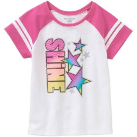 Girls Star Shine Graphic Top- White And Pink