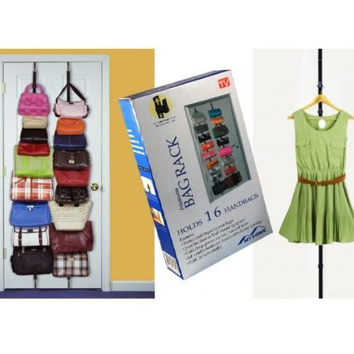 Adjustable Multipurpose Door Hand Bag Rack - 16 Bag