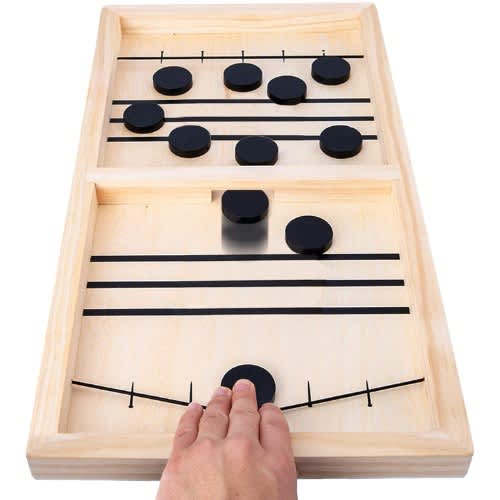 Fast Sling Puck Game Foosball Winner Wooden Hockey Board Game - 14.6 In X 9.1"