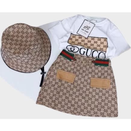 3 Pcs Skirt Set For Girls - White