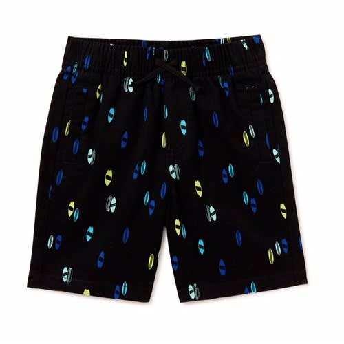 Toddler Boys Printed Woven Shorts - Black