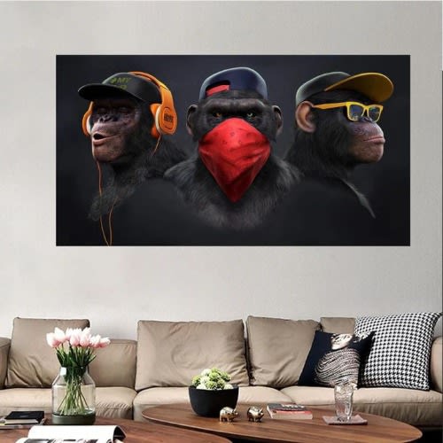 3 Wise Swags Apes - 90cm X 67cm