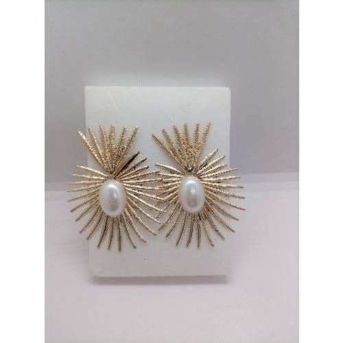 Spikes Pearl Earrings - Gold