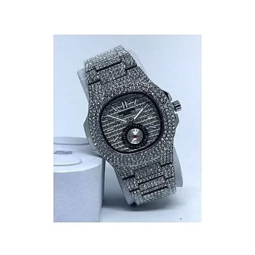Keep Moving Men's Iced Watch - Silver
