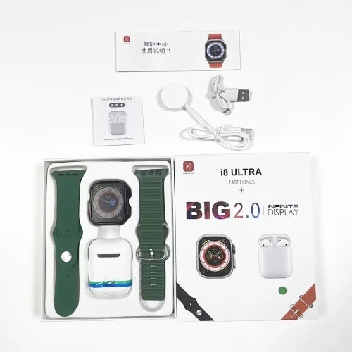 I8 Ultra Series 8 Smart Watch With Free Earphones - Green