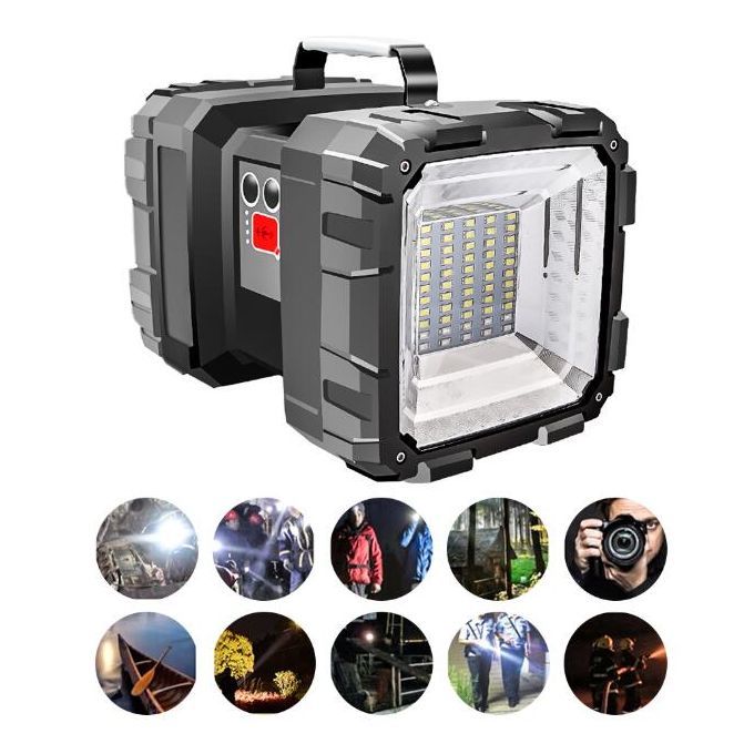 Bright Double Heads Flashlight Searchlight USB Rechargeable