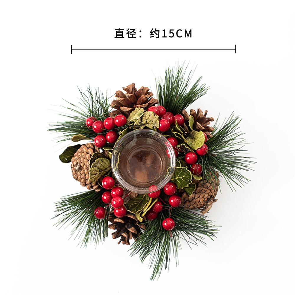 Handmade Christmas Candle Holders Red Berries Pine Cones