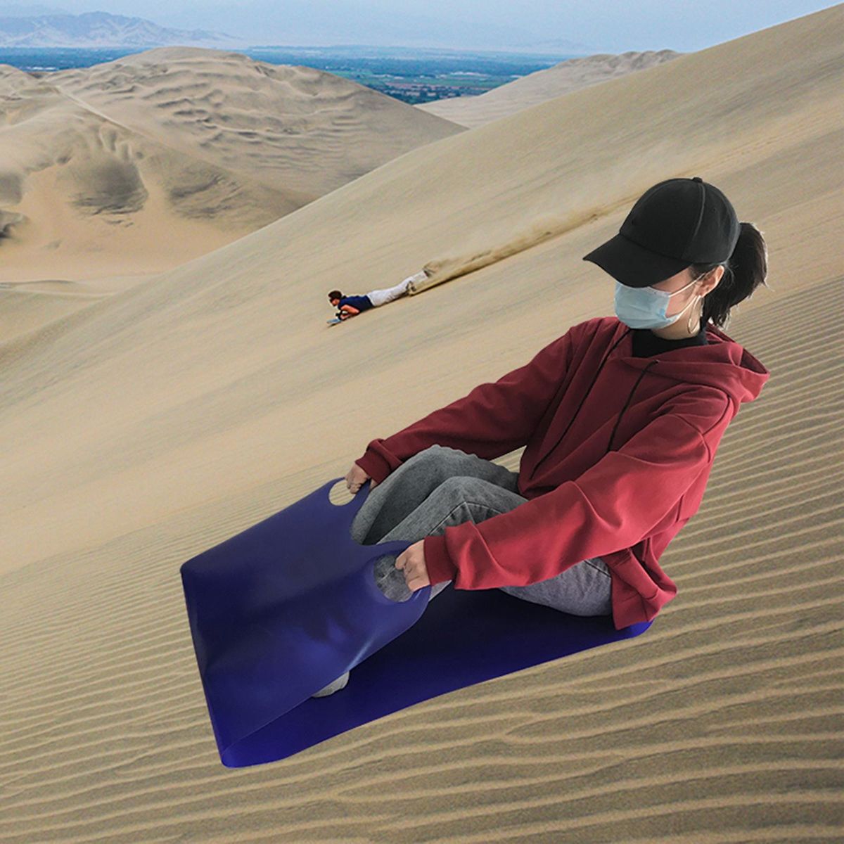 Snow Board Mat Snowboard Skiing Pad Snow Sled Blue Adults