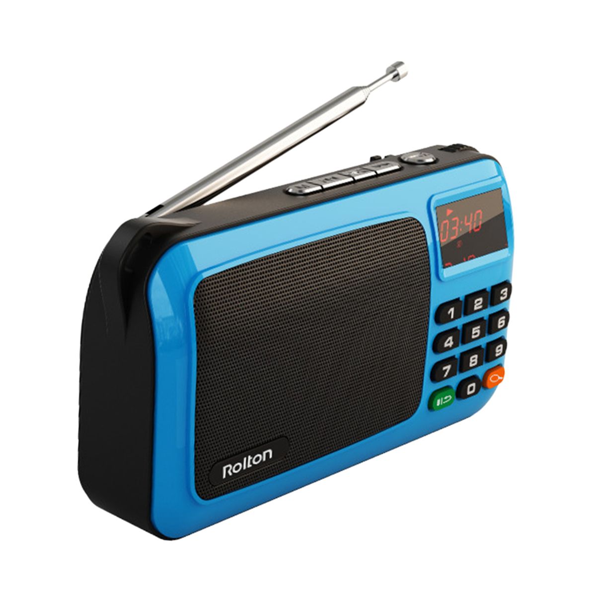 FM Radio MP3 With LED Display Emergency Flashlight  Blue