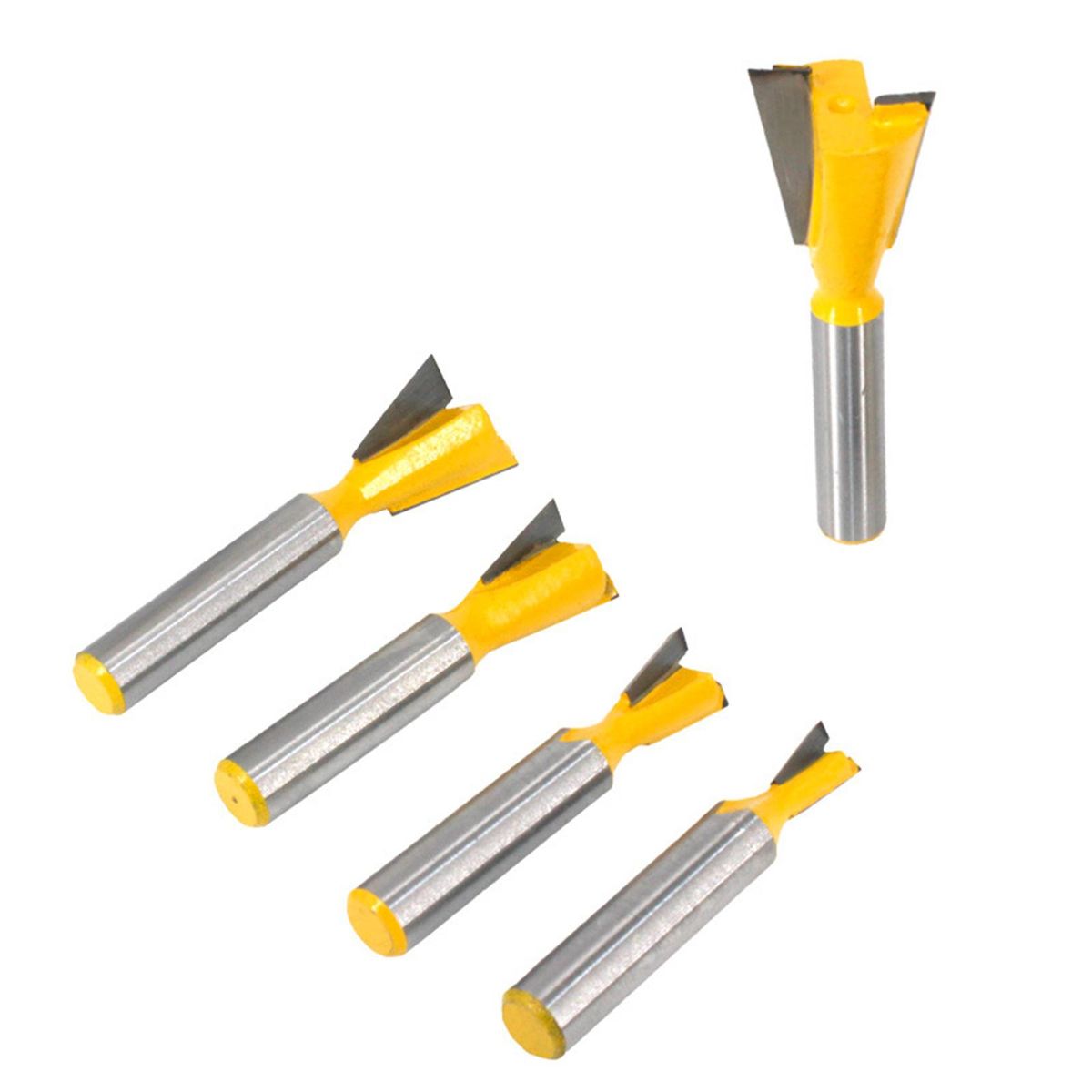 5PCS Dovetail Router Bits Set 8mm Shank 6.35mm 9.53mm 12.7mm 15.88mm 19.05mm Blade Diameter for Woodworking Milling Cutter Tool