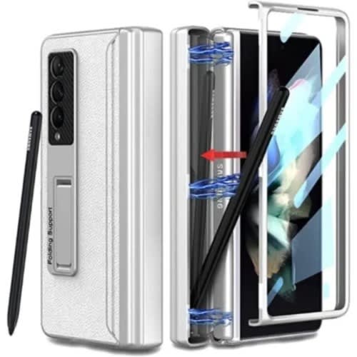 Full Protection Magnetic Case Build In S Pen Holder And Kickstand For Galaxy Z Fold 3