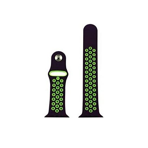 Silicone Strap For IWatch - Black Dotted Green- 44mm