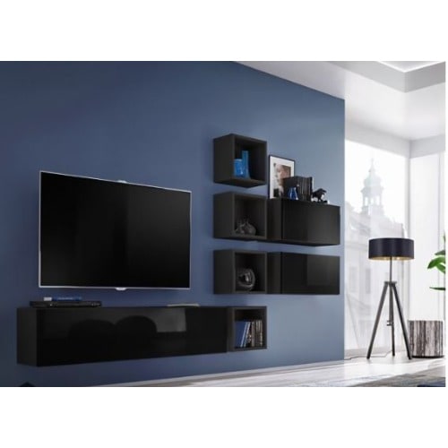 Boise Vii - Modern Entertainment Center - Black