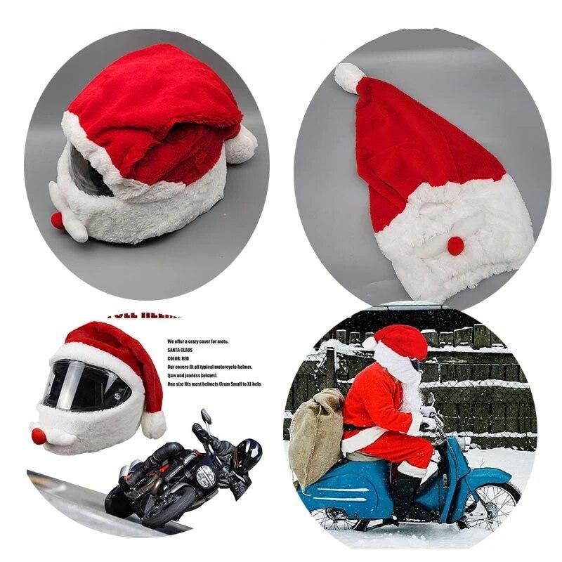 1Pcs Santa Claus Helmet Cover Plush Christmas Hat for Motorcycle Helmet Happy New Year Party Supplies Xmas Cosplay Accessoories