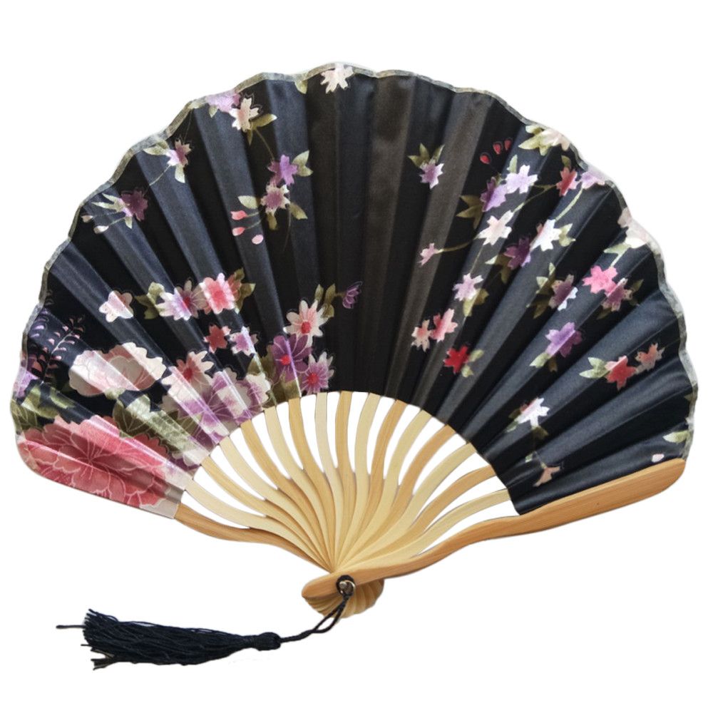Silk For Bamboo 2019 Hand Fan Gift Fans Handheld Church Folding Held Wedding Fans 1.30 Folded