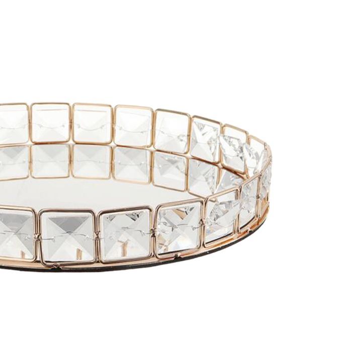 European Style Glam Mirror Crystal Tray  Table Vanity Round