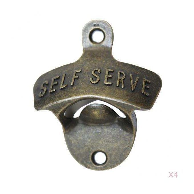 4pc Retro Wall Mount  Bottle Opener Antique Style Cola Soda Glass