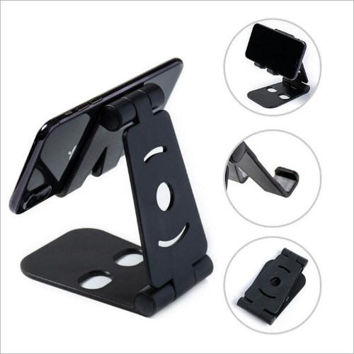 Aluminium Folding Lazy Bracket Phone Holder Stand - Black