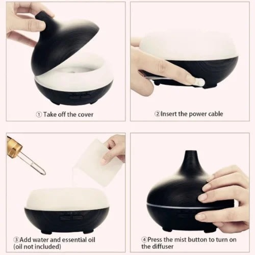 Diffuser Wood Grain Aromatherapy Diffusers Cool Mist Humidifier With Timer