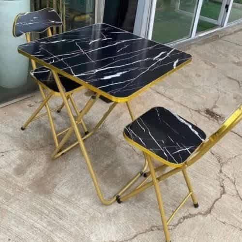 Foldable Studying / Laptop Table And 2 Chairs - Black