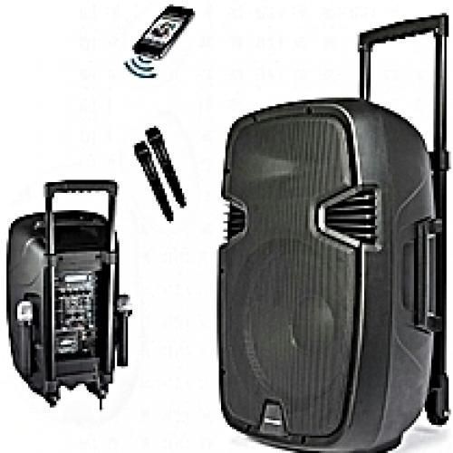 8HRS Long Lasting Battery 8'' Bluetooth Rechargeable Public Address System With Two Wireless Microphone.USB Port,SD Port And FM Radio