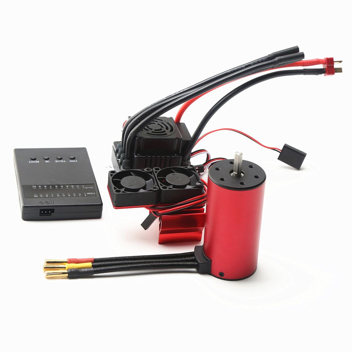 S3670 2850KV Brushless Motor Sensorless Waterproof Motor and 120A Brushless ESC T Plug Heat Sink Programming Card Replacement for HSP HPI Traxxas 1/8 RC Car Truck