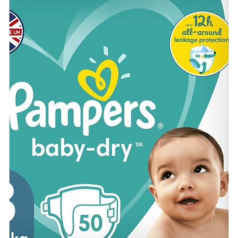 Baby-dry Size 3 Nappies Essential Pack - 50-pack