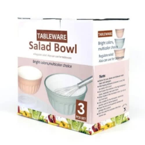 Tableware Round Salad Bowl Set With Airtight Lids - 3 Pieces