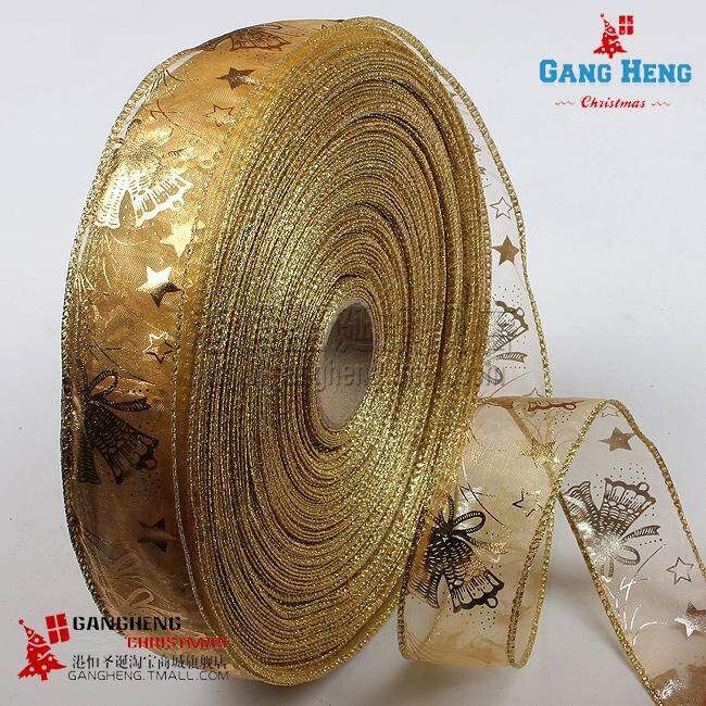 Gold Hot Stamping Ribbon Christmas Trees Decoration Supplies