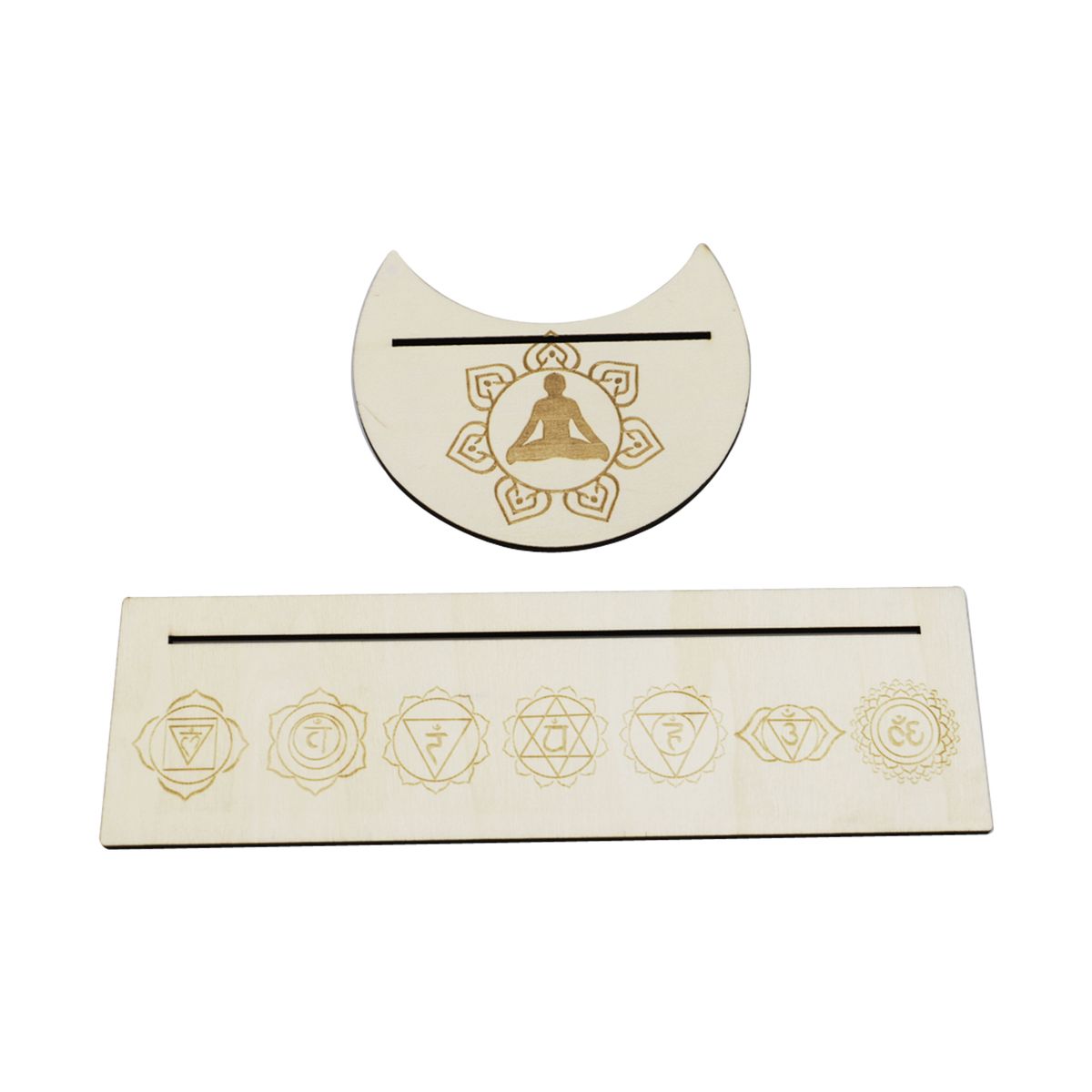 2PCS Tarot Card Stand Wooden Rectangular Moon Shaped Tarot