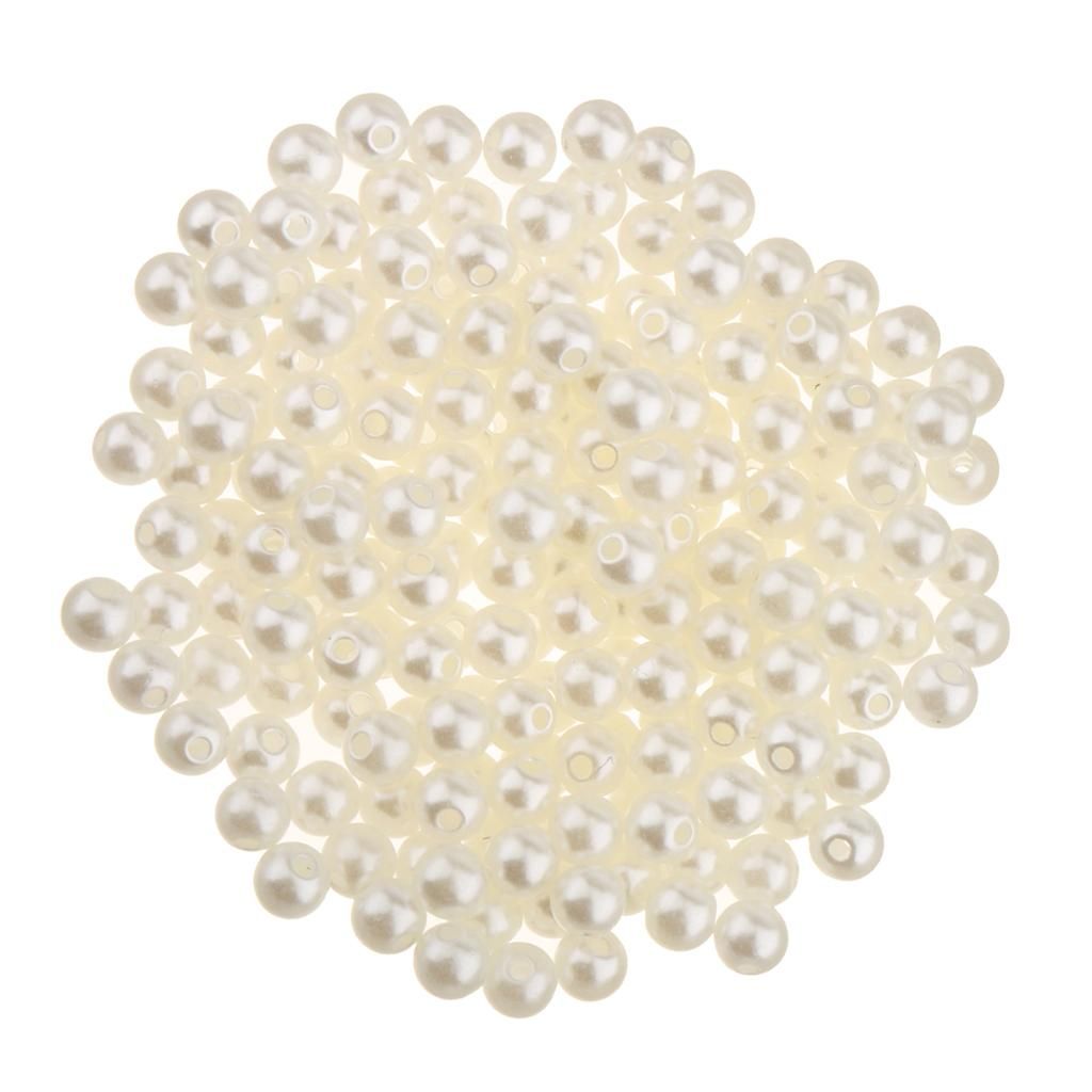 300Pcs Wholesale 5mm ABS Plastic Pearl Beads With Hole DIY Beige