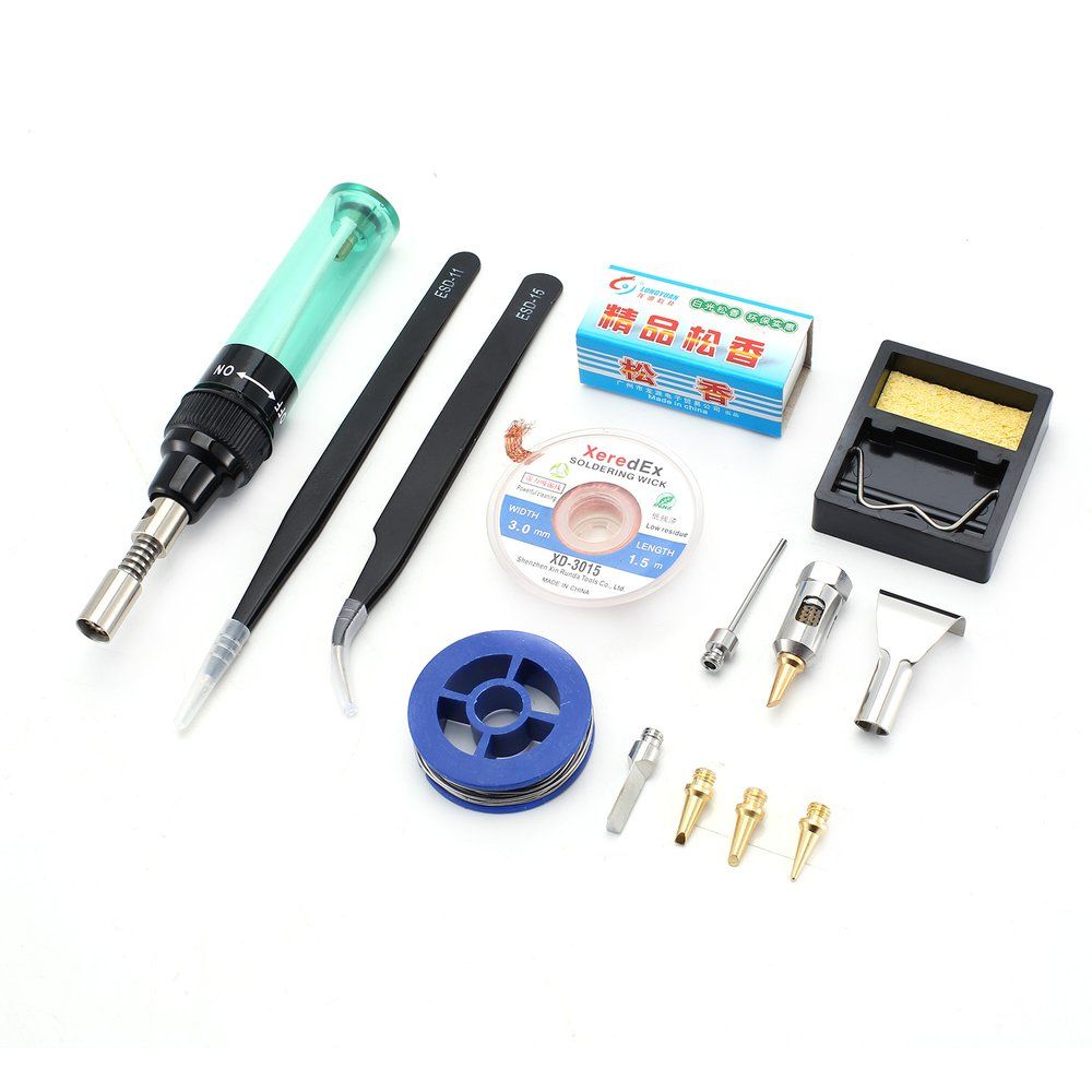 Mini Gas Soldering Iron Set Portable Heating Tool Butane Green