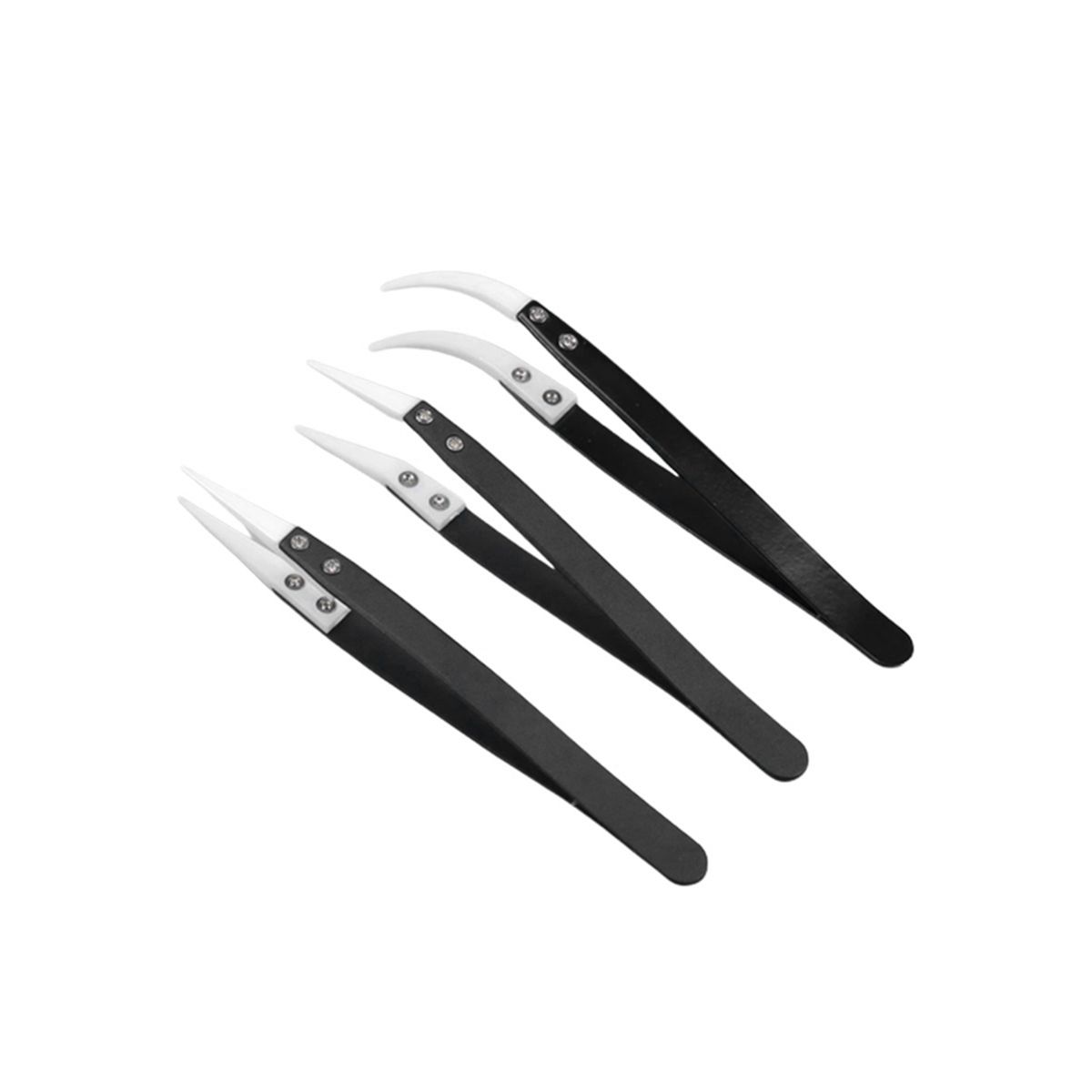 3Pcs Ceramic Tweezers with Black Handle Maintenance and Clamping Tool