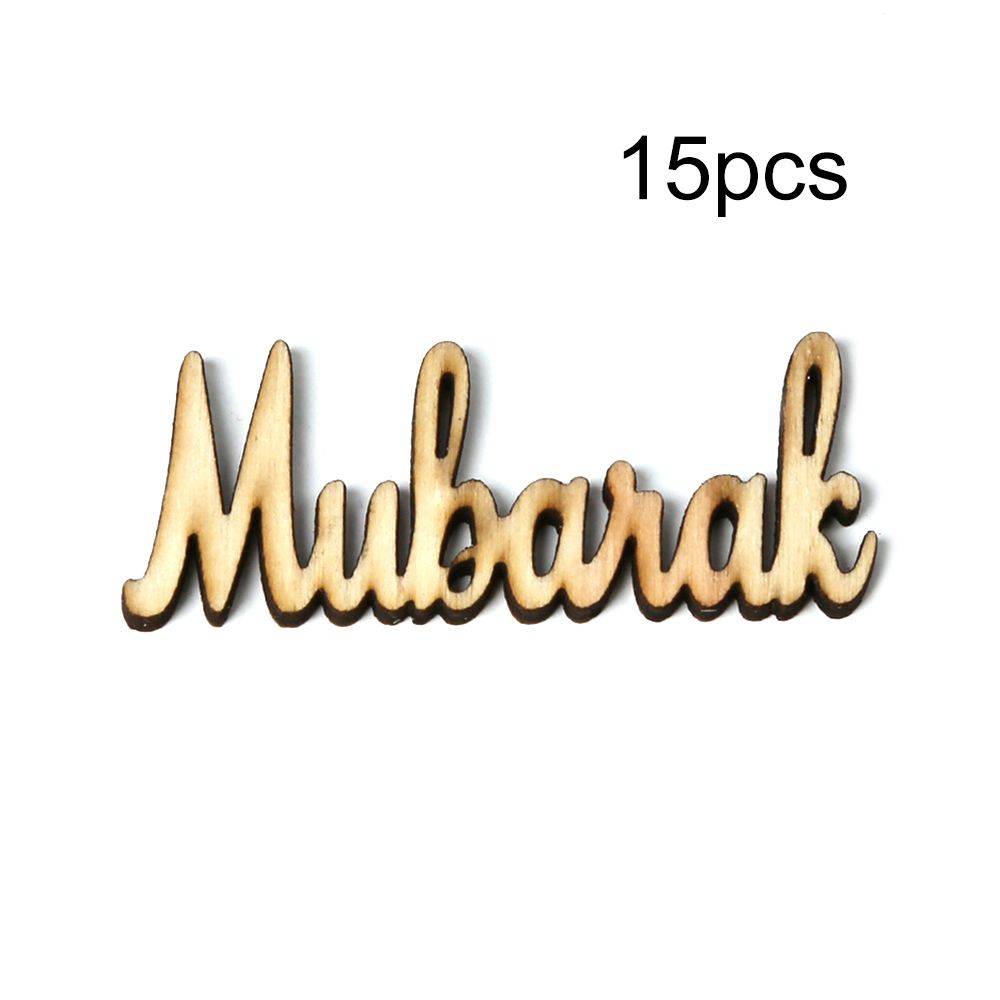 15pcs Wooden Eid Mubarak Ramadan Party Supplies Ornament DIY