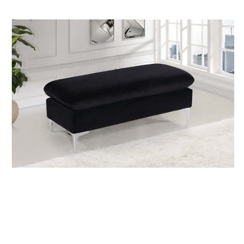 Velvet Ottoman/bench, Gold And Chrome Leg Set, Black