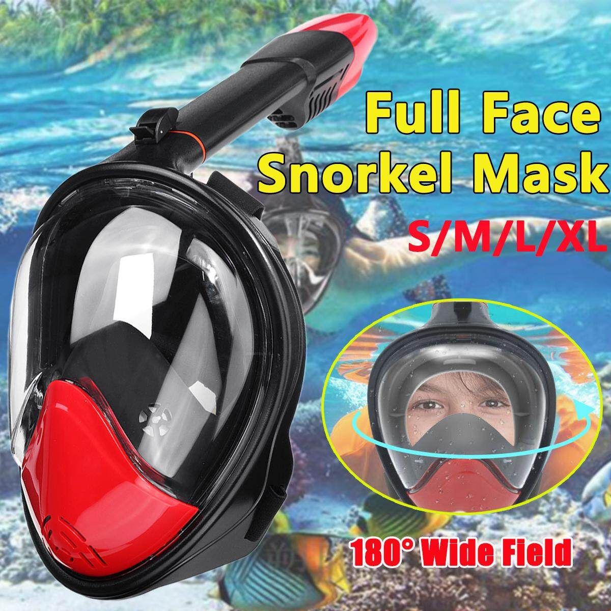 Underwater Scuba Anti Fog Full Face Diving Snorkeling Kit Respiratory Masks Safe And Waterproof Swimming Light Black
