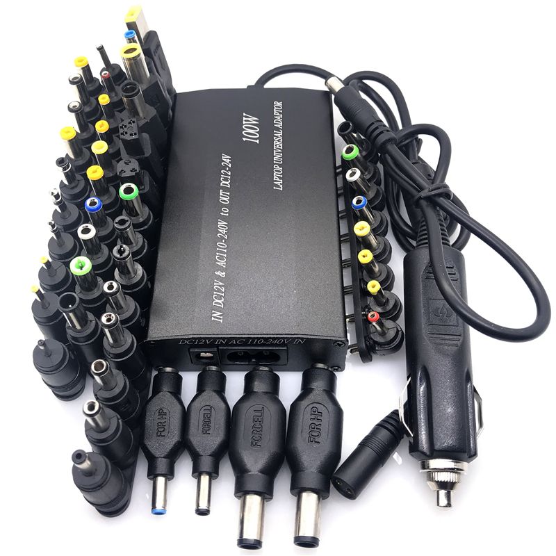 Universal 5V 12V 15V 16V 18V 19V 20V 22V DC 24V AC Power Adapter Adjustable Car Home Charger USB5V Power Supply 100W 5A Laptop-A 38pcs DC Connector