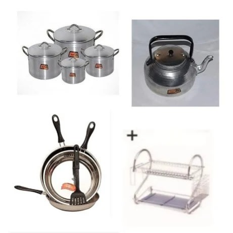 Kitchen Bundle- Pots, Frying Pan, Kettle And Rack