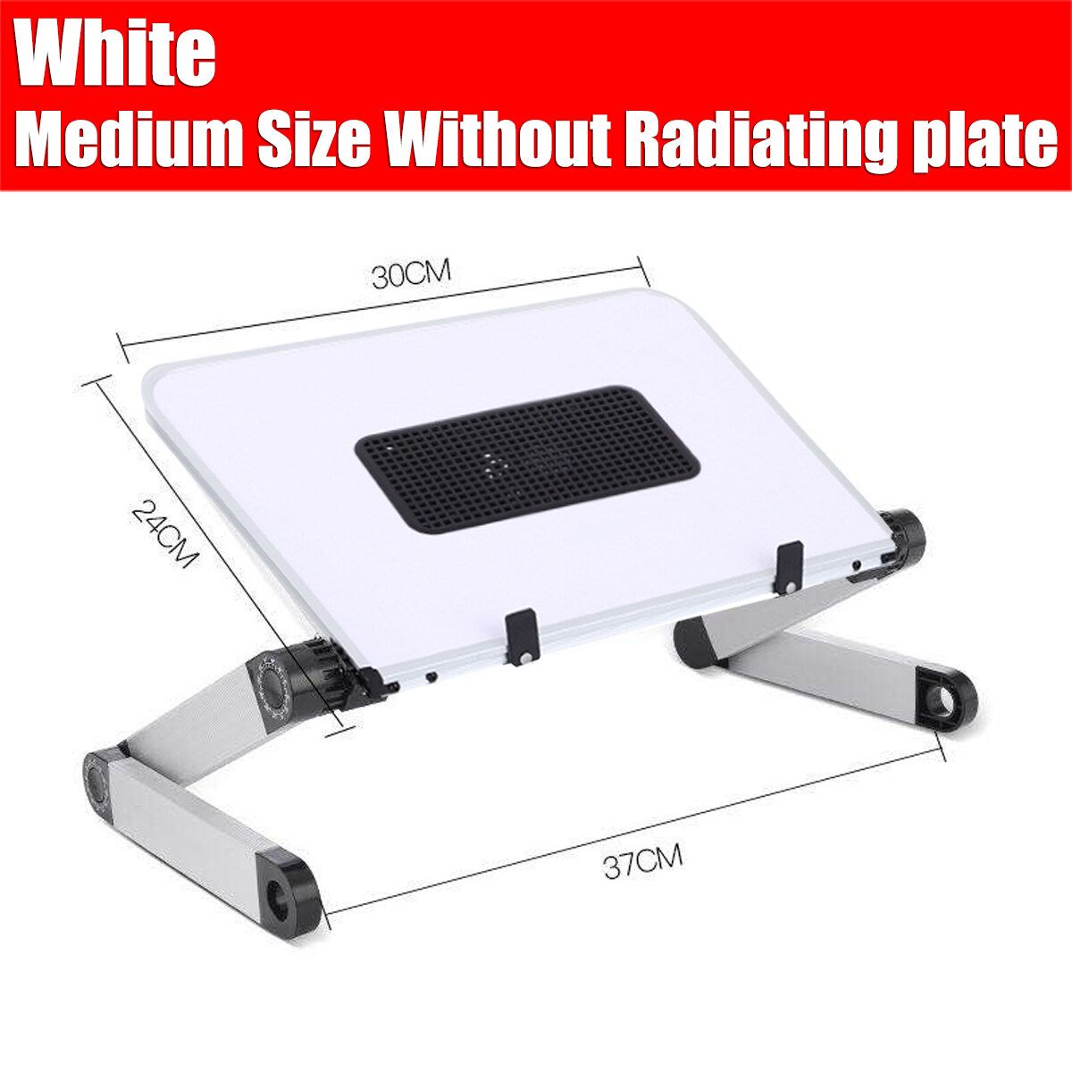 (30x24cm) Portable 360&deg; Adjustable Aluminum Laptop Stand Desk Table With Adjustable Stand With Plate Mouse Board Ergonomic Design For Using In Bed,Sofa Carpet Gifts -- Black / White White-With Radiator Plate
