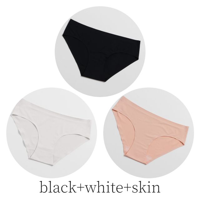 Seamless Women's Panties Cozy Lingerie Hot Sale Solid Underwear Sports Breathable Briefs Silk Satin Underpants Girls Panty(#Set 8)