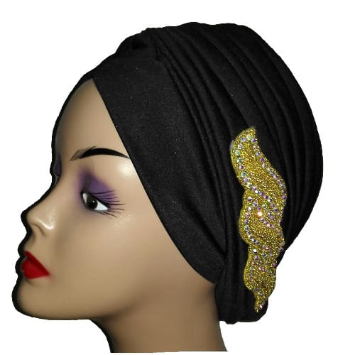 Beatty Studded Turban Cap - Black