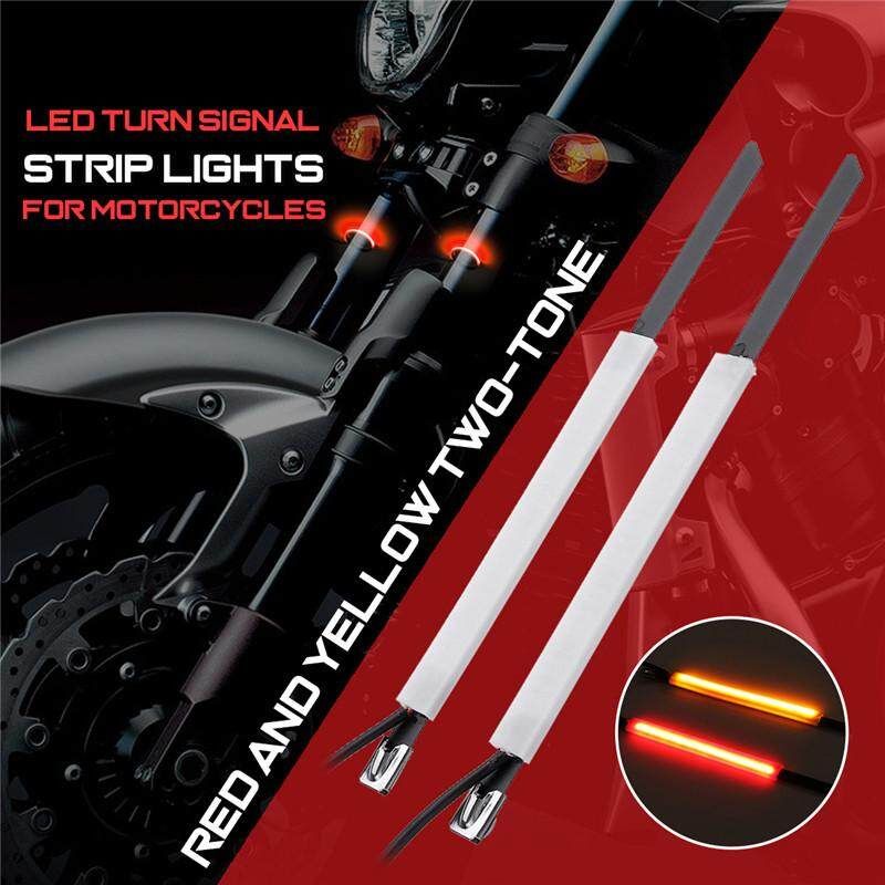 Motorcycle LED Turn Signal Strip Lights Kit Super Bright Front Rear Turning Blue+Yellow Red Yellow