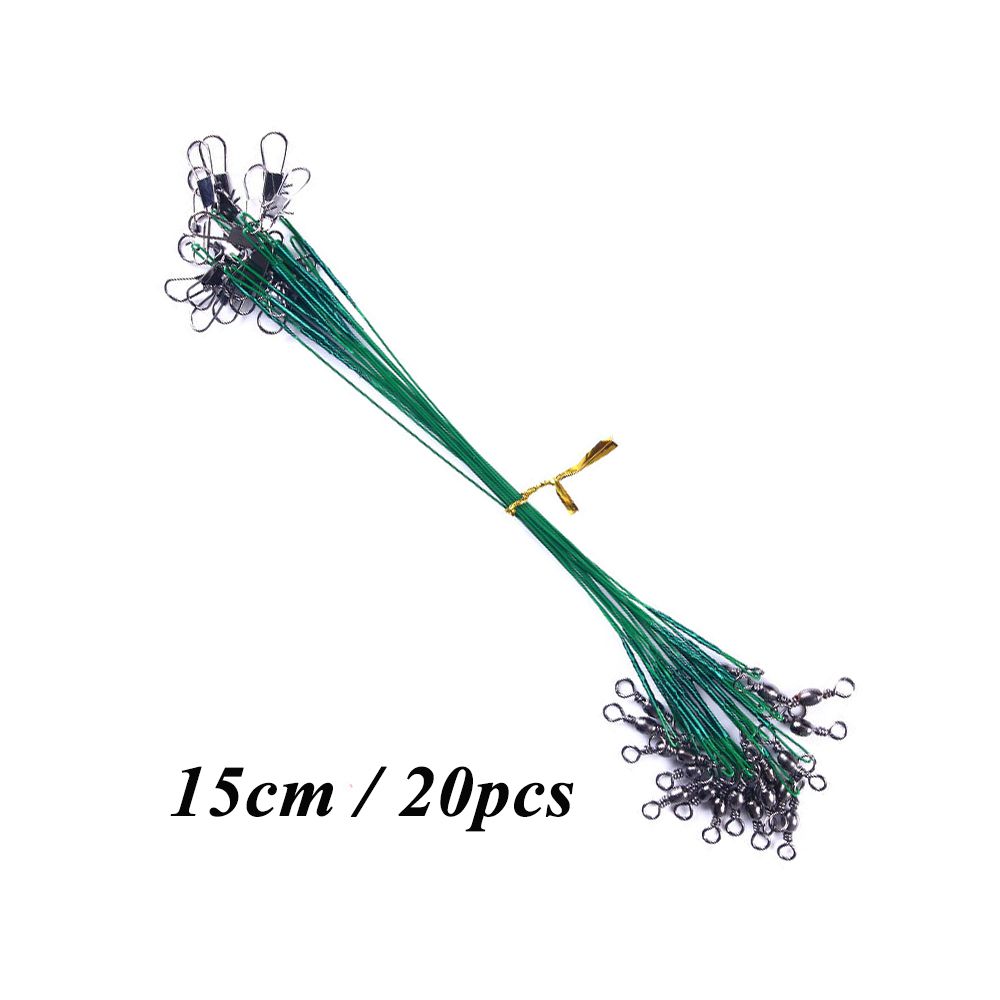 20pcs/lot Steel Wire Leader With Swivel Anti-bite Fishing Line 10/15/20/30cm Fishing
