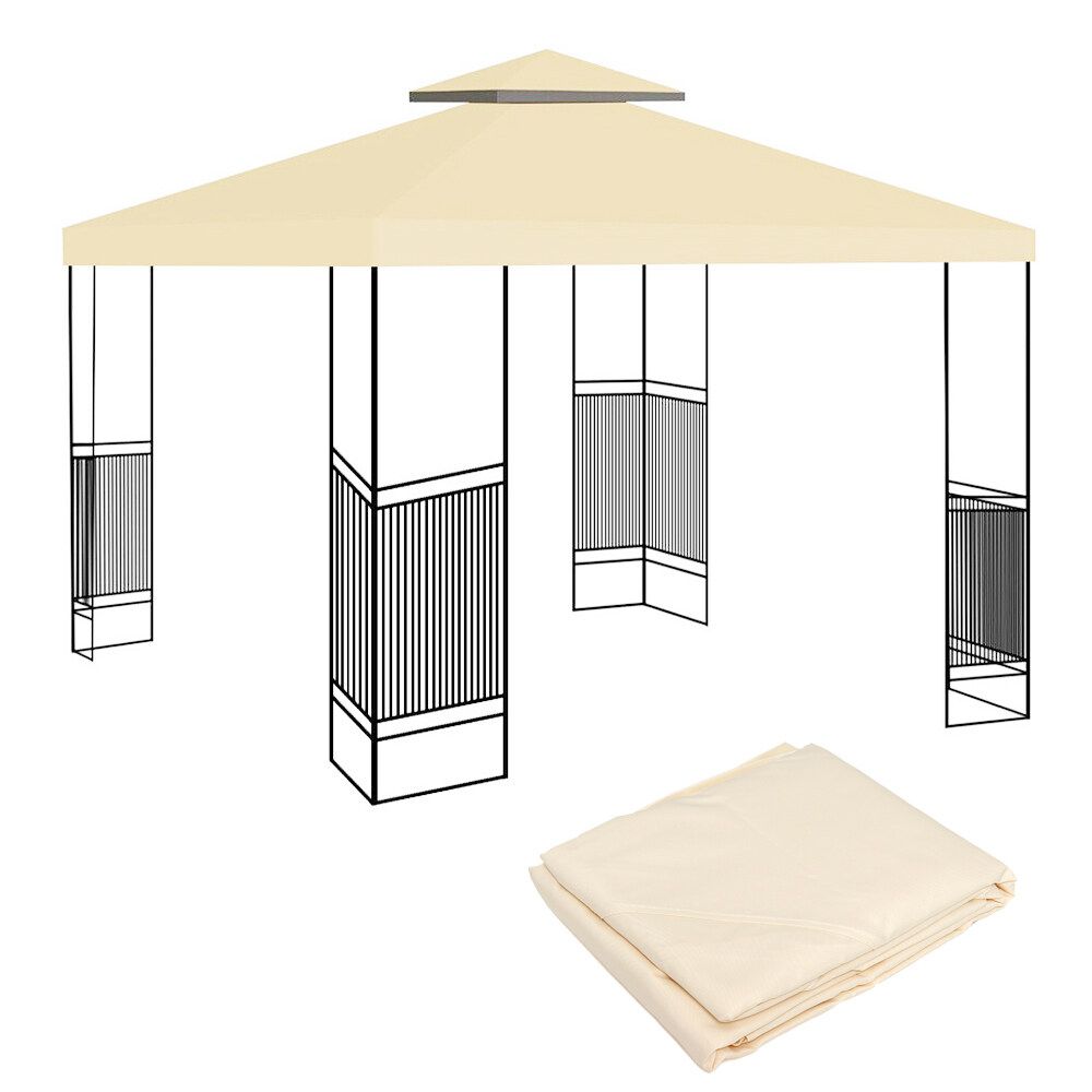 3X3M 2-Tier Replacement Canopy Tent Top Patio Garden Gazebo Sunshade UV Cover NEW Rainproof Light Yellow