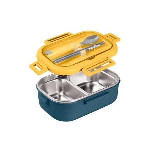 Tedemei Stainless Steel Food Box With Lock Lid + Spoon & Chopsticks - 850ml